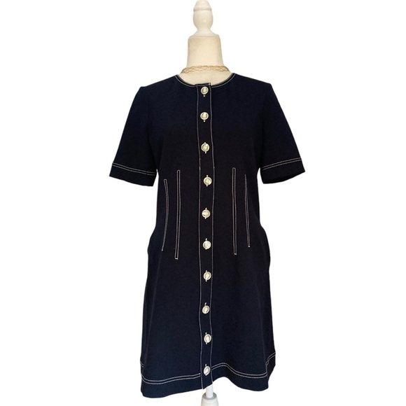 Veronica Beard Mikel Contrast Stitch Mini Dress Women's Sz 8 - Picture 12 of 16